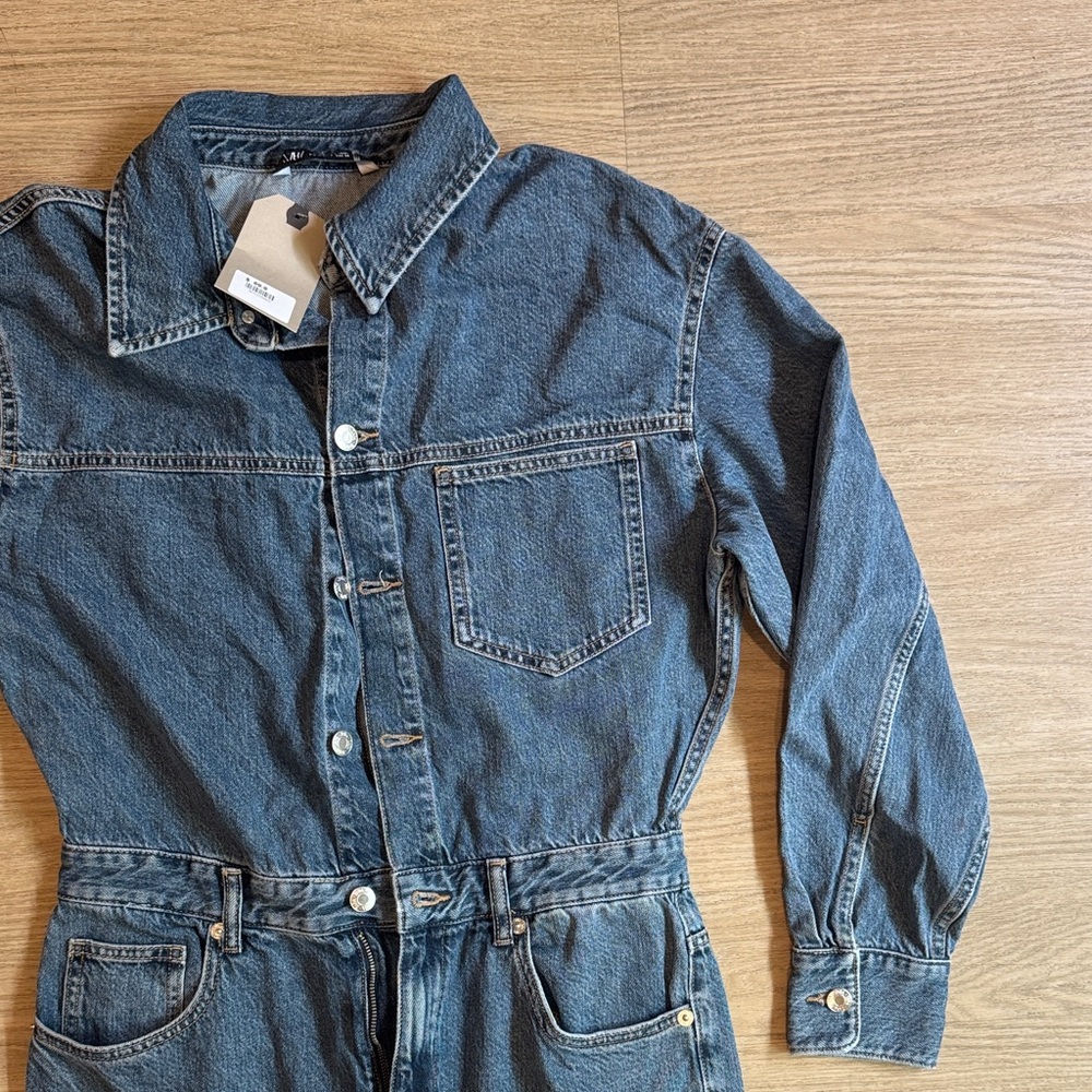 Zara Denim One-Piece Jumpsuit in Washed Blue